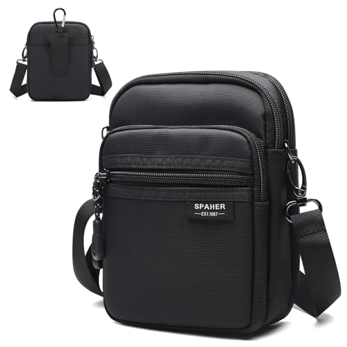 SPAHER Borsello Uomo Tracolla Piccola Marsupio Borsa Tracolla per Smartphone 6,7 ​​Pollici Borse...