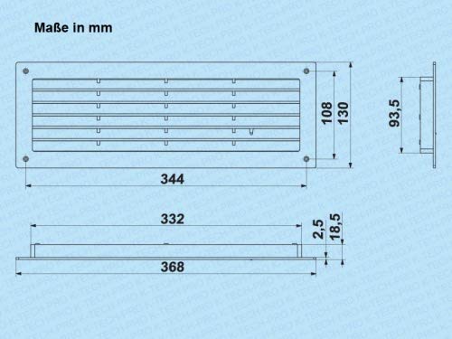 Griglia di ventilazione per porta in plastica 350