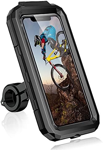 Faneam Wasserdicht Handyhalter Fahrrad, Motorrad Handyhalterung Abnehmbare, 360° Drehbarem Lenker Halter für Smartphone 5.5 – 6.8 Zoll, Anti-Vibration, Touch ID und Face ID (L)
