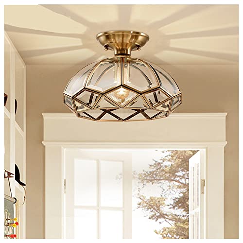 Lustre en cuivre et verre véritable pour un salon élégant