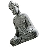 JOINPAYA Buddha Skulptur Sandstein Sitzend Gartenfigur Frostfest Zen Deko Für Wohnzimmer Balkon Büro Feng Shui Innen Außenbereich Dekorative Buddhastatue