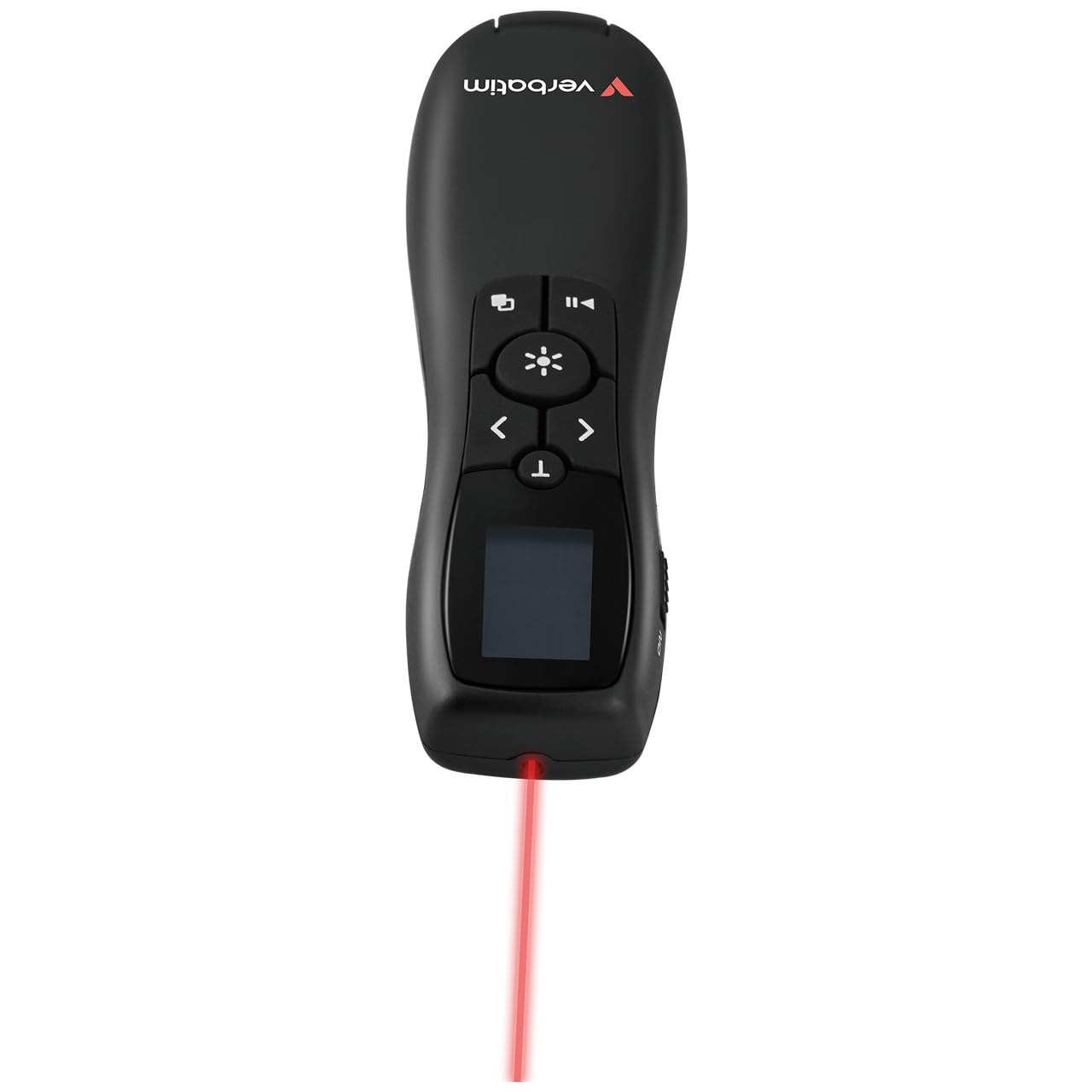 Verbatim Keynote Wireless Presenter mit LCD-Display - Timer, Laserpointer, USB-A/USB-C, bis 100 m Reichweite, ergonomisches Design, für Windows, macOS & Android - Schwarz