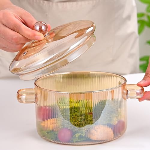 Olla de vidrio resistente al calor con tapa y asa para pasta y leche 3