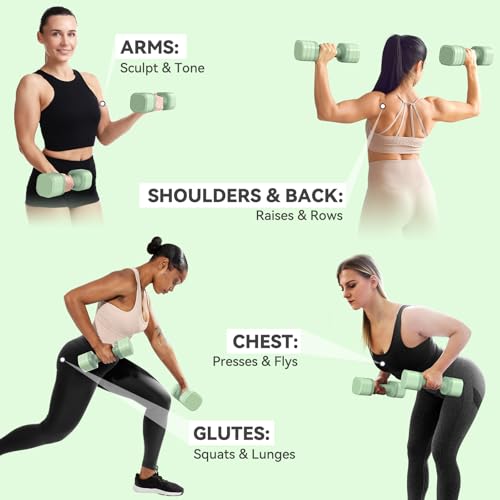Sportneer Dumbbells Set Women, Adjustable Dumbbells Pair 2–5lbs (0.9–2.3kg), 4-in-1 Weights Dumbbells Set, Compact Weights for Women Home Gym Fitness Training (Green) - Image 5