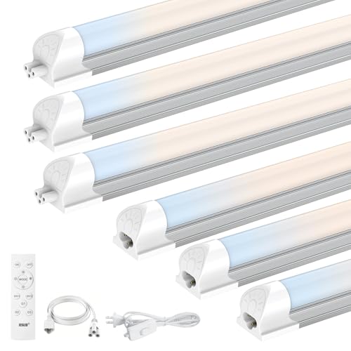 JESLED LED Shop Lights 4FT with Remote, 45W 5400LM Dimmable Linkable Garage Light, 3000K-7000K Adjustable Color Temperature, for Workshop, Basement, Workbench, ETL Listed 6 Pack