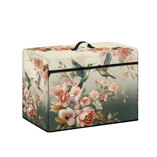 Gzzxiailg Hummingbird Flowers Sewing Machine Dust Cover with Essentials Pockets Stain Resistant Dust Cover Protection Decor Durable Anti Fingerprint Machine Dust Cover for Most Sewing Machines