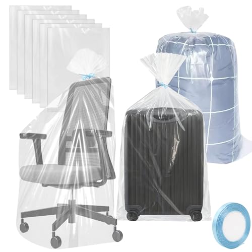 Realjoy 6 Bolsas de Almacenamiento de Plástico Transparente,90x120cm Bolsas Grandes de Plástico Transparente para Equipaje,Maletas,Ropa,Colchas y Juguete