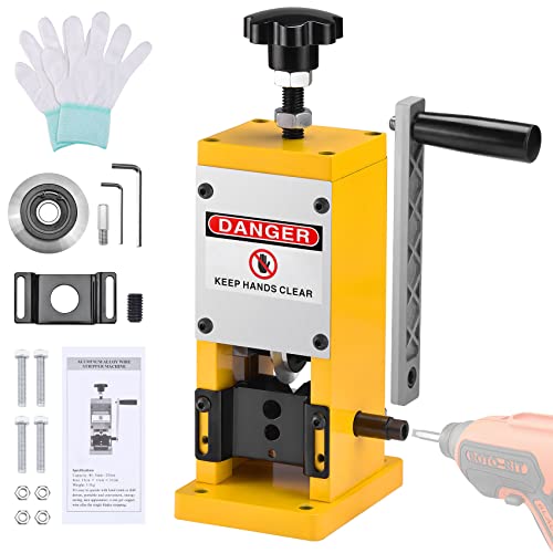 Slendor Manual Wire Stripping Machine, Drill Powered Wire Stripper Machine for 0.06-0.98 Inches Scrap Copper Wire Cable Stripping, Portable Copper Wire Peeler Machine with Hand Crank