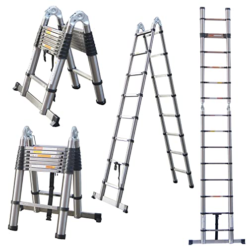 Escalera Plegable Telescopica 5m Escalera Extensible, Escaleras de Tijera de 2,5+2,5m,...