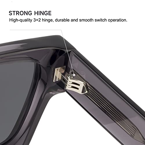 Trendy Polarized Sunglasses for Men Women, UV400 & Shatterproof, Durable Acetate Frame, Anti Glare HD Lens 1439S4