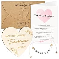 Happirra Trauzeugin Geschenk zum Fragen, Armband mit Herzförmige Holzschild Grußkarten und Umschläge, Willst Du Meine Trauzeugin Sein Geschenke für Freundin Frau