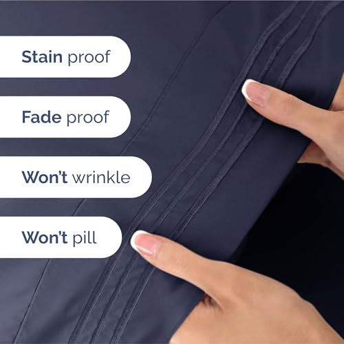 Image of King Size 4 Piece Sheet Set - Ultra Soft & Cooling Sheets - Deep Slate Blue