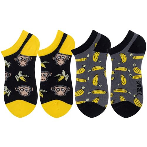 Image of 2 Pairs Funny Cartoon Animal Print Cotton Ankle Socks for Women Teens