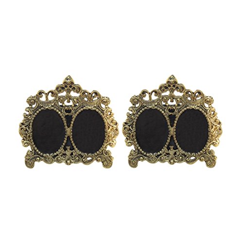 Image of Handicrafts Paradise Photo Frame Pair Antique Golden Double Picture Victorian Style In Metal 9.5 x 8.5 Inch