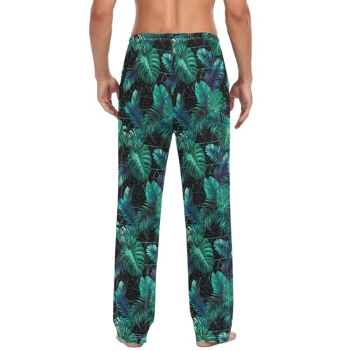 ALAZA Retro Palm Leaves Geometric Men’s Pajama Pants Soft Long Sleep Pants Lounge Pajama Bottoms with Pockets2