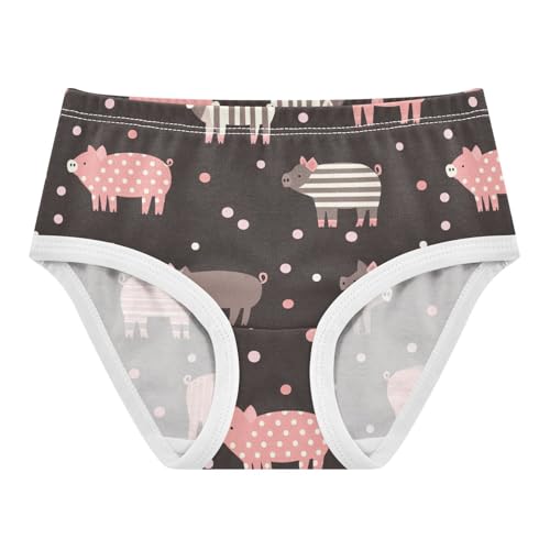 Wusikd Striped Pig Girls' Underwear Cotton Pink Brown Girls Briefs Soft Toddler Underwear 2T
