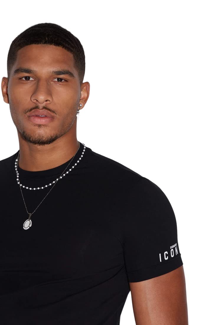 DSQUARED2 czarna koszulka białe logo - xxl, czarny, Czarny, XXL