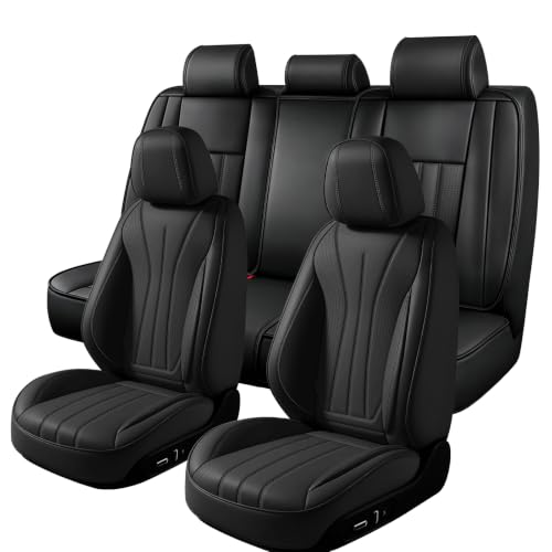 Image of Car Seat Covers Full Set for Toyota Avalon 2000-2022, Black | Custom Nappa Leather with Full Coverage Waterproof and All-Season Comfort, Designed for Daily Family Use & Pet Scratches