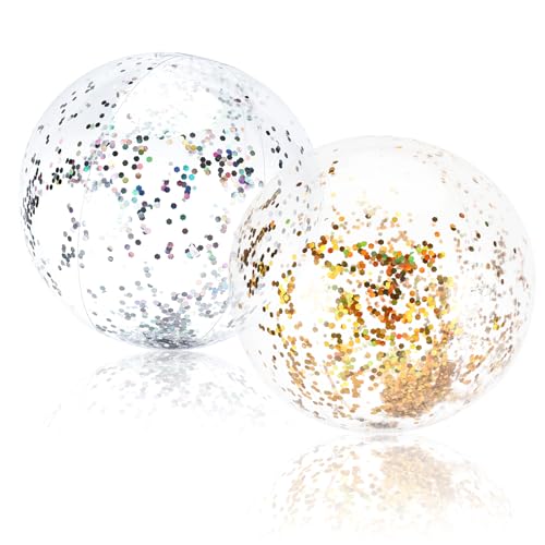 Quuylin Wasserball Aufblasbar, 2 Stück Blitz Aufblasbarer Ball, 40cm Strandball, Sommer Schwimmball Wasserspielzeug für Kinder Erwachsene Strand, Pool Party, Outdoor-Aktivitäten