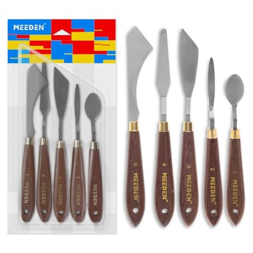 MEEDEN 5 Piezas Juego de Cuchillos de Pintura, Versátil Espátula de Acero Inoxidable, Espátula, Espátula para Mezclar Pintura, para óleo, Acrílico y Más