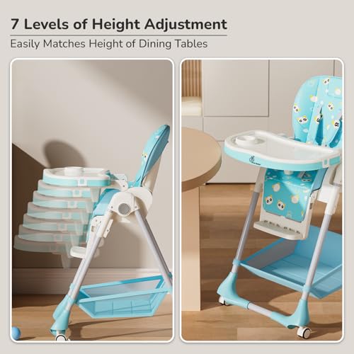 Image of R for Rabbit Marshmallow High Chair for Baby, Position High Chair with 7 Level Height and 3-Recline Modes with Adjustable Footrest, 6 Months to 5 Years (Green)