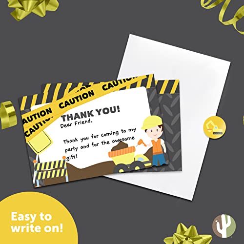 Desert Cactus Construction Thank You Cards (25 Count) With Envelopes Bulk Birthday Party Bridal Blank Graduation Kids Children Boy Girl Baby Shower (25Ct) #TOP5