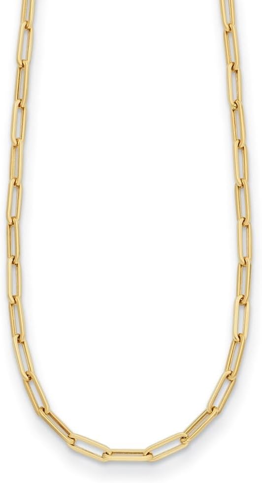Diamond2Deal 14K Yellow Gold Polished 3.1 mm Paperclip Link Chain Necklace 16" to 34"