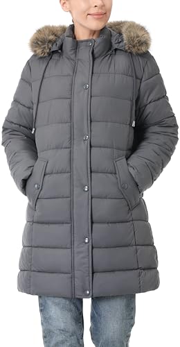 Women's Winter Thickened Down Jacket Warm Long Puffer Coat Waterproof Parka with Faux Fur Removable Hood4