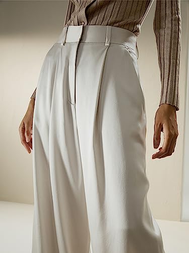 LilySilk 30 Momme 100% Mulberry Silk Pants for Women Staight High Waist Wide Leg Trousers for Business4