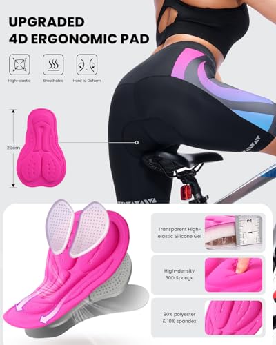 Sportneer 4D Short de Ciclismo Mujer Acolchado Pantalones Cortos Pantalón Cortos de Bicicleta de Montaña Transpirables Antideslizantes - imagen 3
