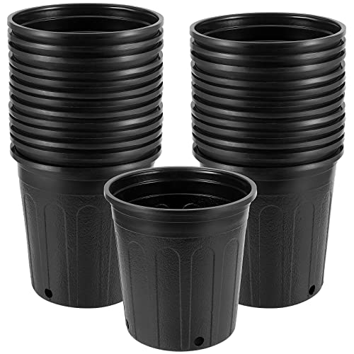 JEUIHAU 26 Pack 1 Gallon Plastic Nursery Pots, Black Plant Pots with Drainage Holes, Flower Plant Container Seed Starting Pot