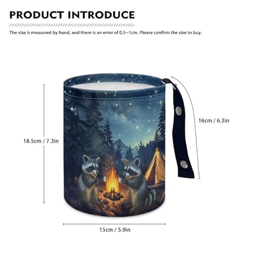 Image of Camping Raccoon Galaxy Hanging Portable Car Printed Car Accessories Interior Universal Collapsible Back Seat, Front Console, Floor, or Hanging Headrest Waste Basket