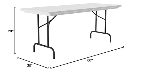 Miniatura 78 de Correll - Mesa plegable comercial de 24 x 48 pulgadas, granito gris, peso ligero, impermeable, parte superior de plástico moldeado por soplado Gris