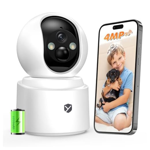Battery Powered Indoor Camera Wireless for Home Monitoring, Rechargeable Pet Camera with 2-Way Audio, 360° PTZ, 2.5K Color Night Vision, Dual-Band WiFi, TF/Cloud Storage, Dog & Cat Cam with phone app