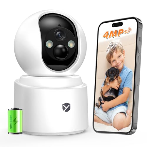 Battery Powered Indoor Camera Wireless for Home Monitoring, Rechargeable Pet Camera with 2-Way...