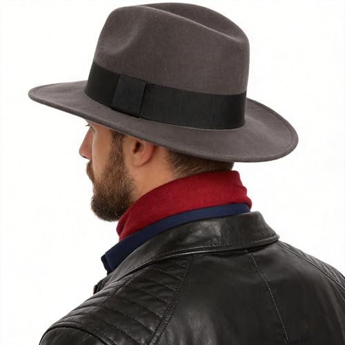 Image of FORBUSITE Wool Felt Wide Brim Fedora Hats for Women Men
