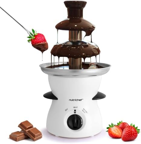 3 Tier Chocolate Fondue Fountain - Electric Stainless Chocolate Dipping Warmer Machine - Warm & Melt Chocolate, Butter, Cheese, Caramel - Great for Parties, Events & Weddings - Pot Capacity 16 OZ