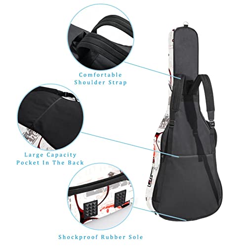 Étui rembourré imperméable Oxford avec bandoulière réglable pour guitare Rouge à lèvres - Les Beatles, Paul McCartney, John Lennon, RIngo Starr, George Harrison Étui rembourré imperméable Oxford avec bandoulière réglable pour guitare Rouge à lèvres – Image 4