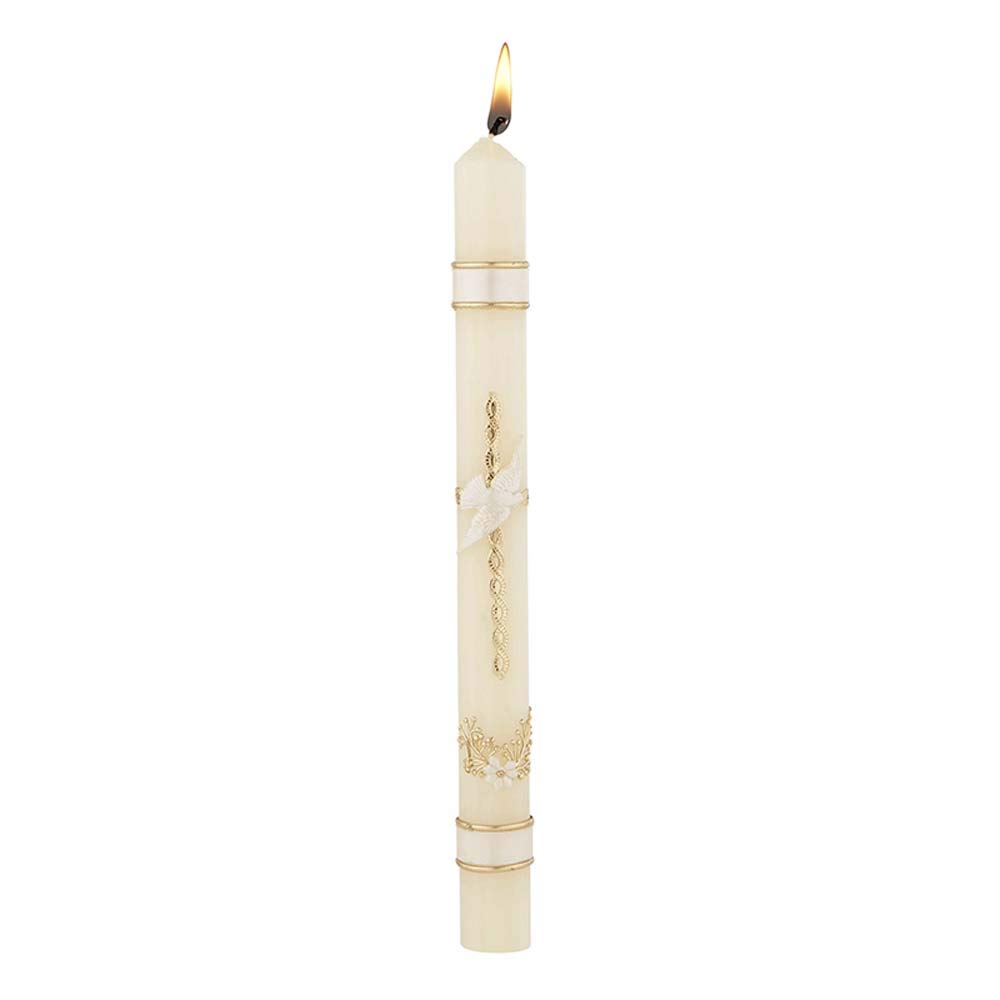 CB Church Supply Hand Decorated Sacramental Baptism Candle by Will & Baumer, 9.75-Inch, Braided Cross