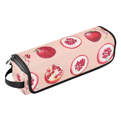 Bolsa de viaje para herramientas de cabello para mujeres con tapete resistente al calor removible, estuche portátil para planchas para el cabello, herramientas de calor y accesorios de cuidado capilar, diseño frutal rojo-cassis melocotón miniatura 1