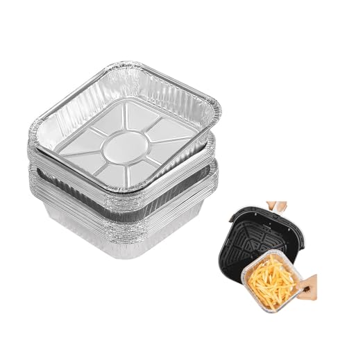 Naisfei 30 bandejas de aluminio para barbacoa, 1200 ml, bandeja de goteo de aluminio para hornear, asar, cocinar, recipiente pequeño (21 × 21 × 4,5 cm)