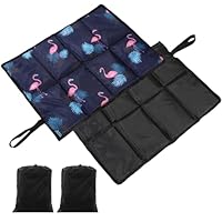 HAOYULUO 2 Stück Outdoor Sitzkissen Faltbar,Sitzkissen Outdoor Thermo,Sitzkissen Wasserdicht mit 2 Aufbewahrungstaschen,Geeignet für Reisen im Freien, Picknick, Wandern usw. (Schwarz + Blau)