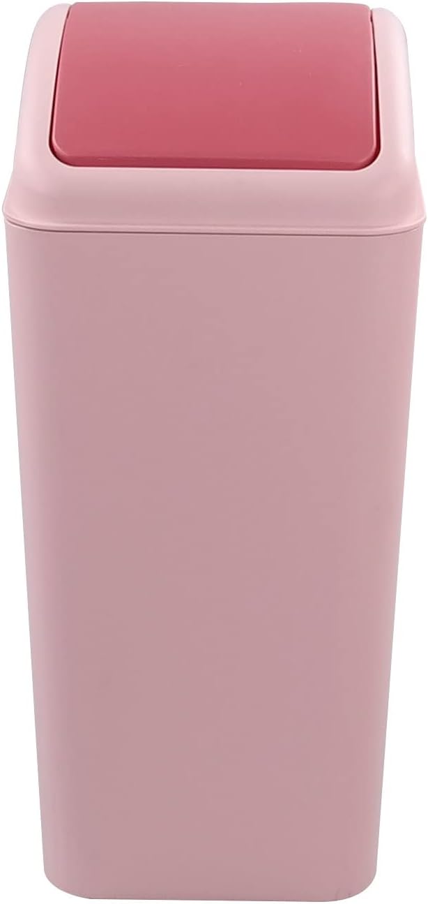 Ggbin 16 L Plastic Trash Cans with Swing Lid, Garbage Can for Kitchen, Office, Pink
