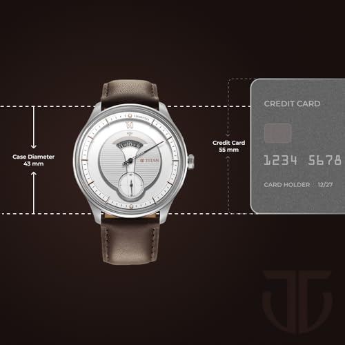 Titan Quartet Quartz Analog White Dial Brown Leather Strap Watch for Men - NT1890SL01