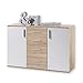 Stella Trading Bobby-Comò in Rovere, Stile Moderno, con Molto Spazio per Il Vostro Salotto, Legno ingegnerizzato, Quercia Sonoma/Bianco, 2 Türen, 4 Schubladen