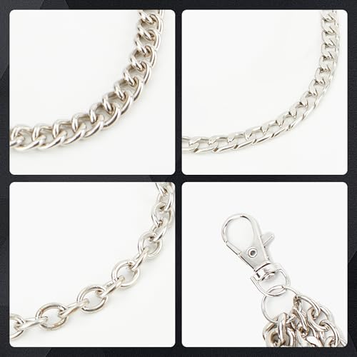 3-Layer Trousers Chain, Wallet Pocket Chains for Jeans Chain,Chain Belt,Silver Beltare Suitable as Hip-Hop Punk Goth Accessories,Suitable for Both Men and Women3