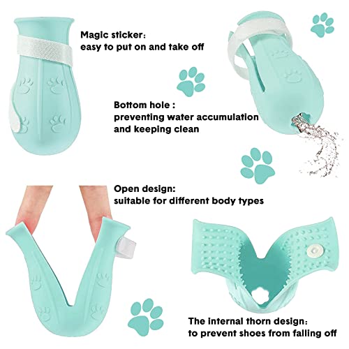 Image of Anti-Scratch Cat Shoes for Cats Only, Adjustable Cat Feet Claw Covers Prickly Anti-Off Shoes, Cat Grooming Supplies Silicone Cat Paw Protector Boots for Bathing Shaving Checking Treatment (Green)