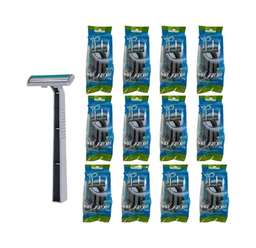 120 Pcs Disposable Razors Bulk, Twin Blade, Stainless Steel, Safety Cap Wrapped