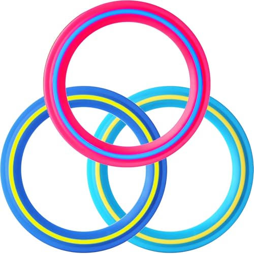 3 Stück Frisbee Ring Set - Aerodynamische Wurfringe 24cm - Wurfring Outdoor Spielzeug & Spiele für draußen - Stabiles Wurfspiel Strand Park Garten Sport - Blau Pink Gelb