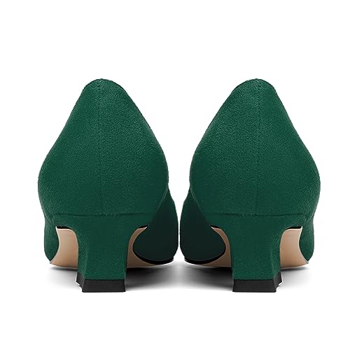ROSERWISH Womens Suede Fashion Round Toe Casual Slip On Dating Chunky Low Heel Pumps Shoes 1.5 Inch4